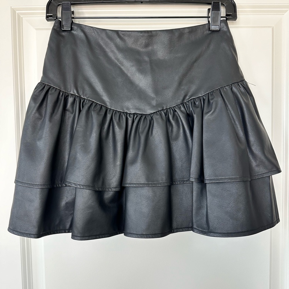 Pleather Ruffle Skort
